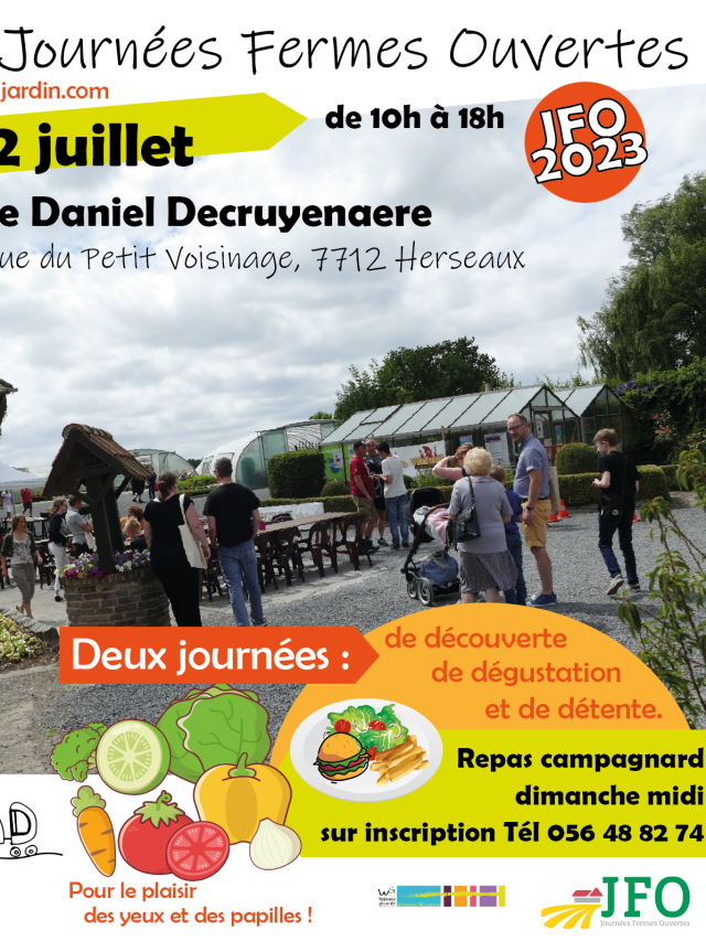 #JFO2023 à Herseaux le week-end du 1 et 2 juillet 2023 – ferme 
Daniel Decruyenaere